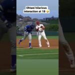 Shohei Ohtani and Raimel Tapia have funny exchange at 1st when Ohtani gets the out 🤣🤣