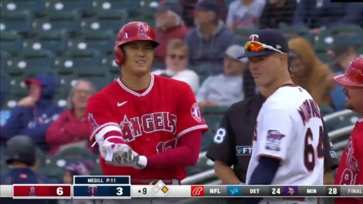 Shohei Ohtani singles & plates Mike Trout in the 9th inning / Twins vs Angels (9/25/2022)