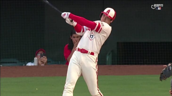 Shohei Ohtani launches his 34th homer of the year (  411 Feet). (7/16/2023)