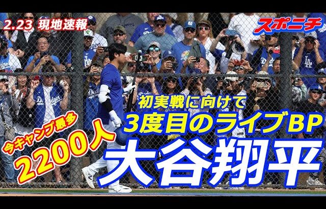 【大谷翔平２月２３日現地速報】３度目のライブBPは1打席のみで見逃し三振　ファンは最多2200人に