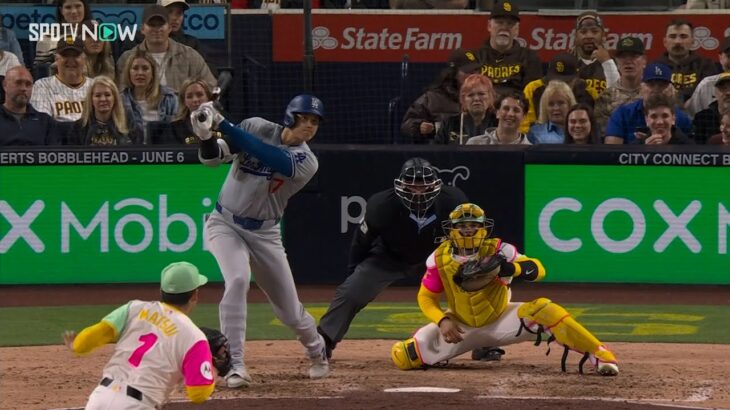 【MLB 速報】ドジャース・大谷翔平 第4打席で左中間を抜けるツーベースヒット！vs.パドレス 5.11