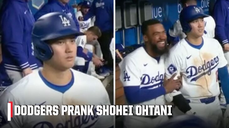 SHOHEI OHTANI PRANKED 👀 Dodgers crack up after fooling Ohtani with pinch-hit prank | ESPN MLB