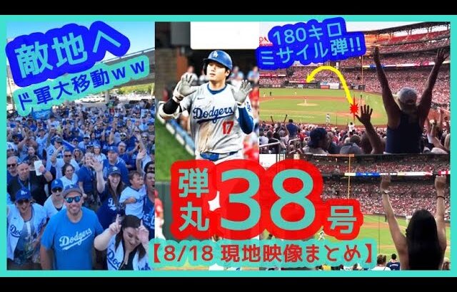 ⚾️大谷翔平30球団制覇！180キロ弾丸38号ソロで敵地が揺れるｗ【現地映像まとめ】（2024.8.18 Dodgers 2-5 Cardinals 敵地セントルイス）