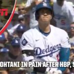 Shohei Ohtani in pain after getting hit by pitch 😳 | ESPN MLB