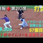 ♦️速報♦️第2打席【大谷翔平選手】1アウトランナー1塁､2塁での打席 – ライト前タイムリーヒット&盗塁(57個目)を決める vs ロッキーズ〜シリーズ初戦〜