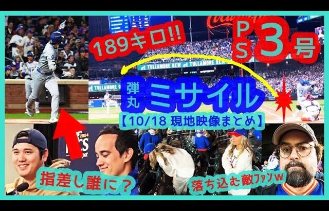 ⚾️大谷翔平ＰＳ３号は欠場フレディとの約束弾！2試合連発の189キロ弾丸ミサイル弾で敵地ＮＹが静まり返るｗ【現地映像まとめ】（2024年10月18日 Dodgers 10-2 Mets）