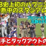 MLB史上初のハプニング😱試合中断中のスタジアム騒然❗️大谷選手とダッアウトの様子【地区シリーズドジャースvsパドレス】#大谷翔平現地映像 #大谷翔平速報#ohtanishohe