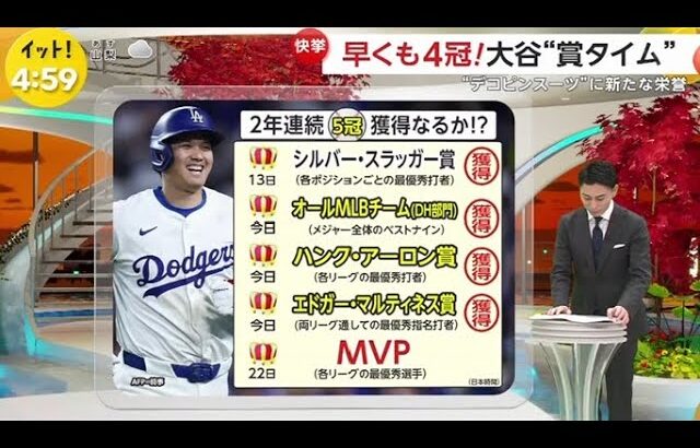 11月15日 プロ野球ニュース & MLB⚾️大谷より目立った?日本人選手が…カブス今永 自チームの応援歌を熱唱。大谷が受賞ラッシュ!一日で“3冠”メジャーの表彰式でビデオコメントも一