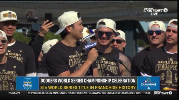 Shohei Ohtani Delivers Heartfelt English Speech at Dodgers Championship Parade