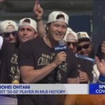 Shohei Ohtani makes rare public address to Dodgers celebration crowd