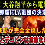 【感電】1分前! 大谷翔平から電撃発表「即座にLA退団の決定」豪邸が完全全焼した! 真美子とデコピンは危険な状況に!