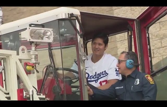 Shohei Ohtani, LA Dodgers visit, thank Pacific Palisades firefighters