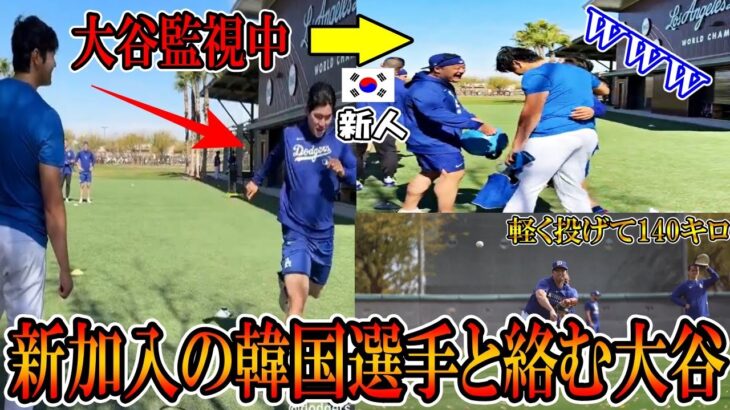 【大谷翔平】新加入の韓国選手を優しく気遣う大谷！キム・ヘソンと楽しく談笑！ドジャースのキャンプ一日目まとめ！ohtani