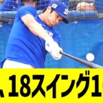 大谷、フリー打撃１８スイング１０ＨＲww