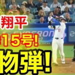 速報！またキター㊗️大谷ウッタゾ!!!今季15号ホームラン！本塁打！大谷翔平　第4打席【5.15現地映像】アスレチック2-13ドジャース1番DH大谷翔平　4回裏1死ランナー1塁