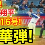 速報！キター㊗️大谷ウッタゾ!!!今季16号ホームラン！本塁打！大谷翔平　第4打席【5.16現地映像】エンゼルス4-1ドジャース1番DH大谷翔平　8回裏1死ランナーなし