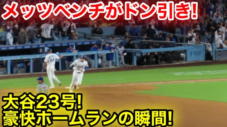 メッツベンチがドン引き！大谷23号豪快ホームランの瞬間！現地映像