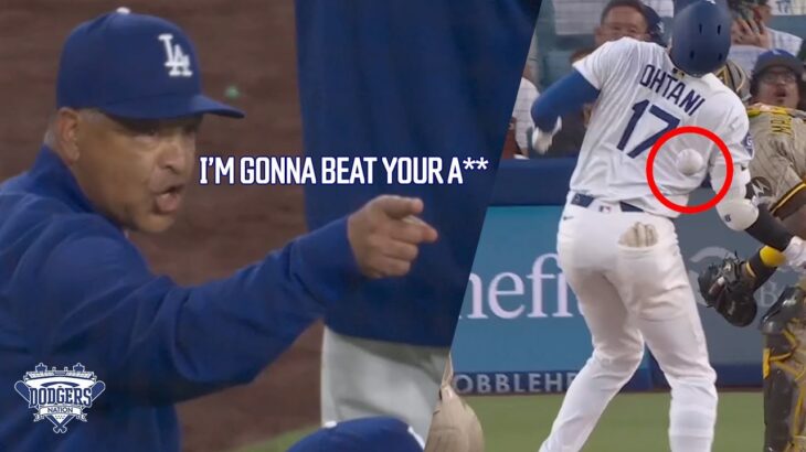 MUST-SEE: Dodgers, Padres Brawl! Shohei Ohtani Hit With 100 MPH Fastball, Dave Roberts Ejected!