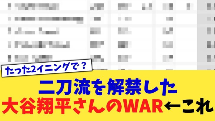 二刀流を解禁した大谷翔平さんのWAR←これ【なんJ プロ野球反応集】【2chスレ】【5chスレ】