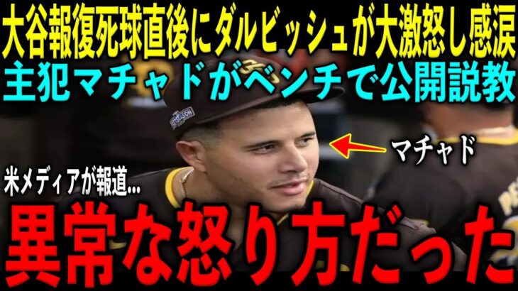 【大谷翔平】報復死球直後にダルビッシュ有がベンチで主犯のマチャドに激怒し放った“胸を打つ発言”を米メディアの取材で明かし感涙  ロバーツ監督激怒で退場、疑惑の三塁審判、誤審の荒れ試合 レジェンド困惑