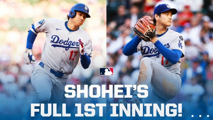 Shohei Ohtani triples AND strikes out two batters in 1st inning! (FACES MIKE TROUT)  | 大谷翔平ハイライト