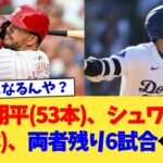 大谷翔平(53本)、シュワーバー(53本)、両者残り6試合←これ【なんJ プロ野球反応集】【2chスレ】【5chスレ】