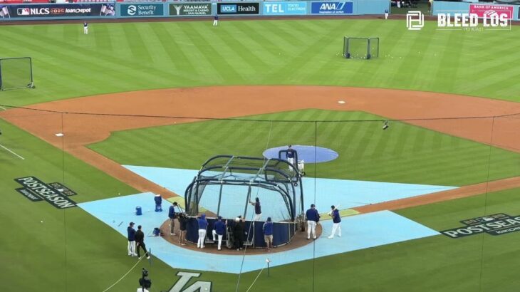 WATCH: Shohei Ohtani Takes Rare Batting Practice at Dodger Stadium Before NLCS Game 3 Workout