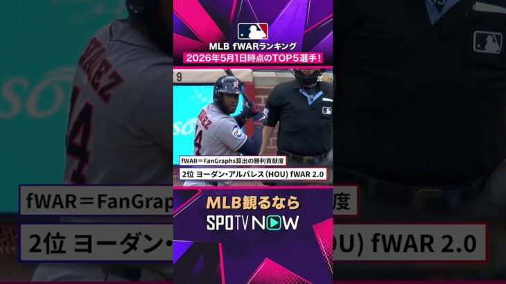 【fWARランキング】 大谷翔平が1位🔥 アルバレスが追う 2026年MLB観るなら#SPOTVNOW #shorts