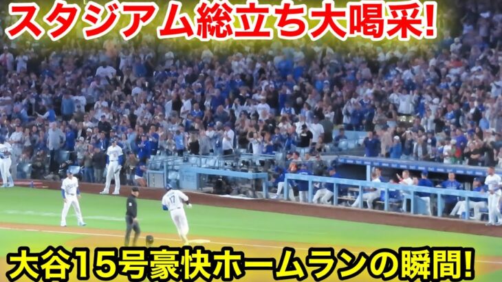 スタジアム総立ち大喝采！大谷15号豪快ホームランの瞬間！現地映像