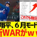 大谷翔平、６月モード突入で最新WＡＲがとんでもないことにwwwwwwwww