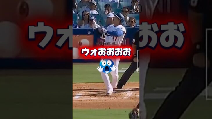 バットが飛んでいくドジャース大谷翔平￼
