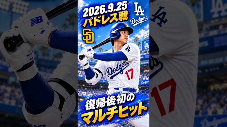 【大谷翔平】2026.9.25『復帰後初のマルチヒット＆打点』パドレス戦 #大谷翔平 #ドジャース #mlb #shorts